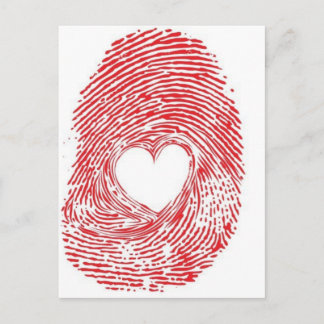 Fingerabdruck am Herzen Postkarte