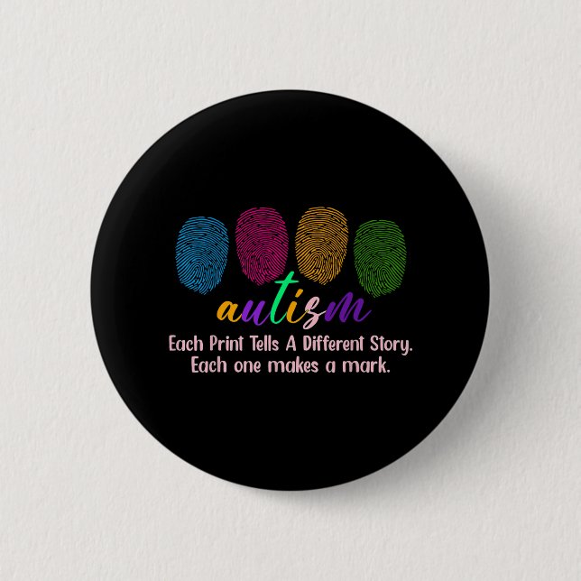 Fingerabdruck-Autismus-Shirt1 Button (Vorderseite)