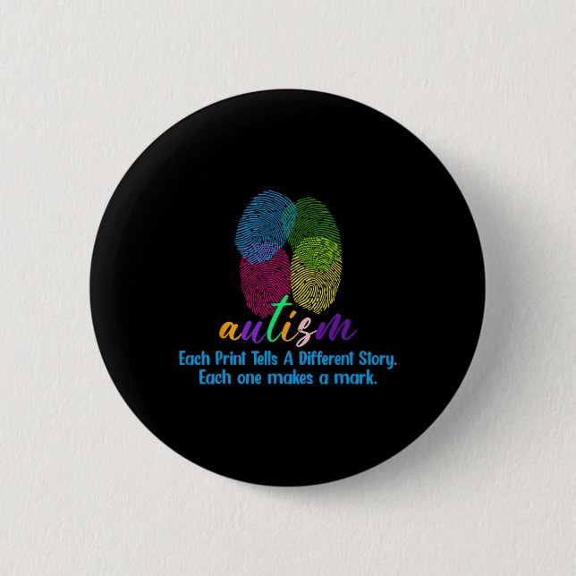 Fingerabdruck-Autismus-Shirt Button (Vorderseite)