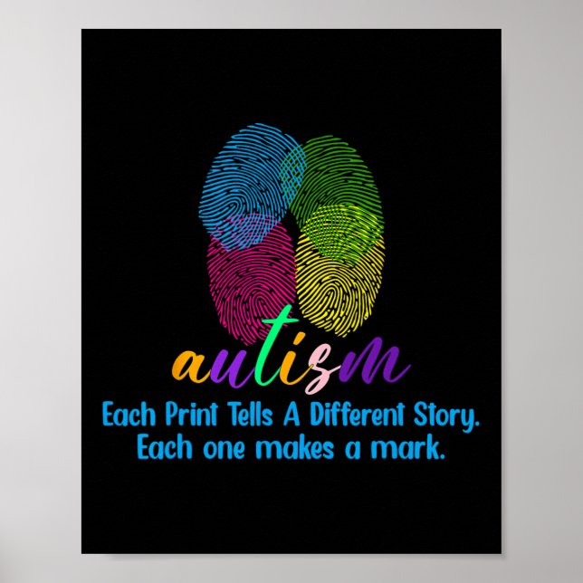 Fingerabdruck-Autismus-Shirt Poster (Vorne)