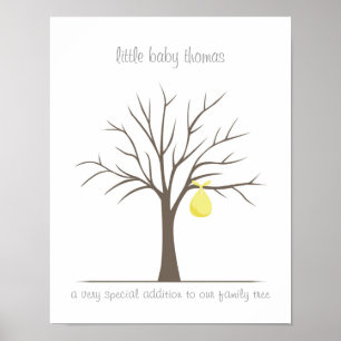 Fingerabdruck-Baby-Tree - Gelb Poster