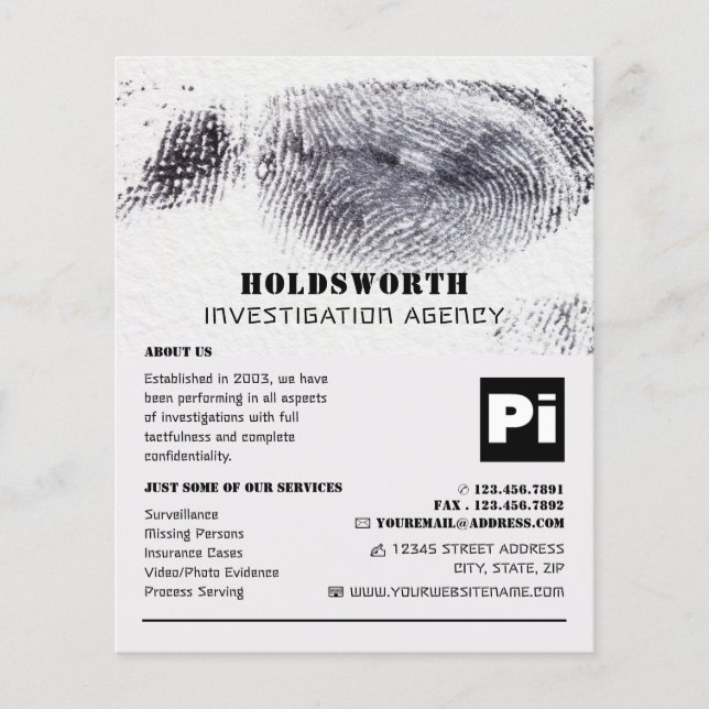 Fingerabdruck-Design, Privatdetektiv Flyer (Vorne)