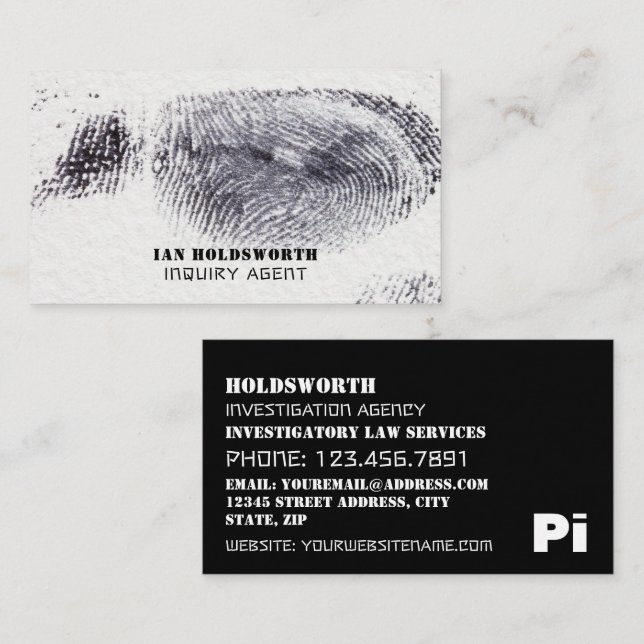 Fingerabdruck-Design, Privatdetektiv Visitenkarte (Vorne/Hinten)