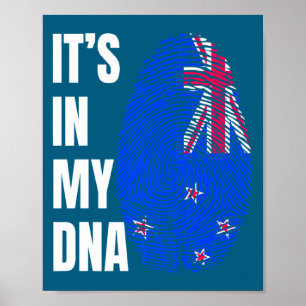 Fingerabdruck-DNA-Biometrie-Flagge Neuseeland Poster