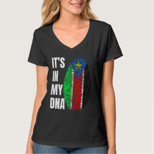Fingerabdruck-DNA-Biometrie-Flagge Südsudan T-Shirt