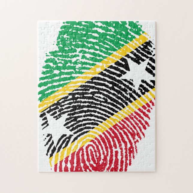 Fingerabdruck-Flag von St. Kitts. (Vertikal)