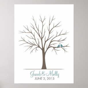 Fingerabdruck-Hochzeitsbaum - Klassische Liebesvög Poster