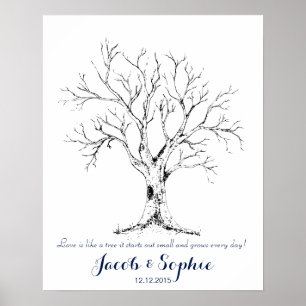Fingerabdruck Hochzeitsbuch Handschrift gezogen Poster