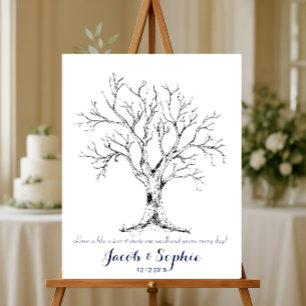 Fingerabdruck-Hochzeitsgästebuch Baum handgezeichn Poster