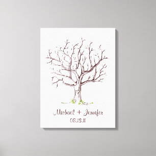 Fingerabdruck-Hochzeitstich (braun) Leinwand druck