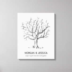 Fingerabdruck-Hochzeitstich (schwarz) - Leinwand d