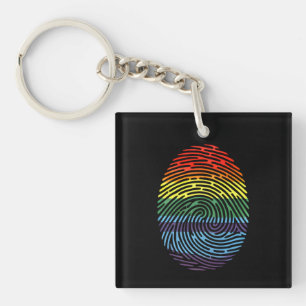 Fingerabdruck LGBTQ Stolz Schwul Lesbisch Regenbog Schlüsselanhänger