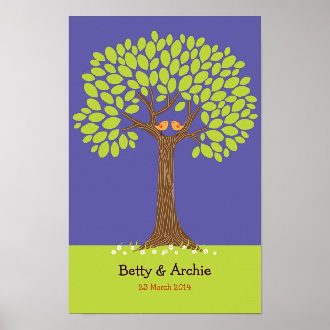 Fingerabdruck / Signature Tree Wedding (Dunkelblau Poster (Vorne)