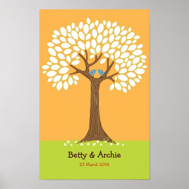 Fingerabdruck / Signature Tree Wedding (Orange) Poster (Vorne)