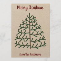 Fingerabdruck Weihnachtsbaum Familienurlaub-Karte