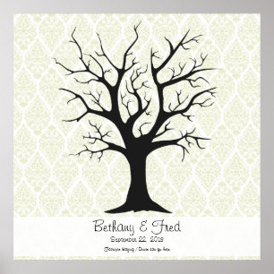Fingerabdruckbaum C mit Damask Green - 24"x24" Poster