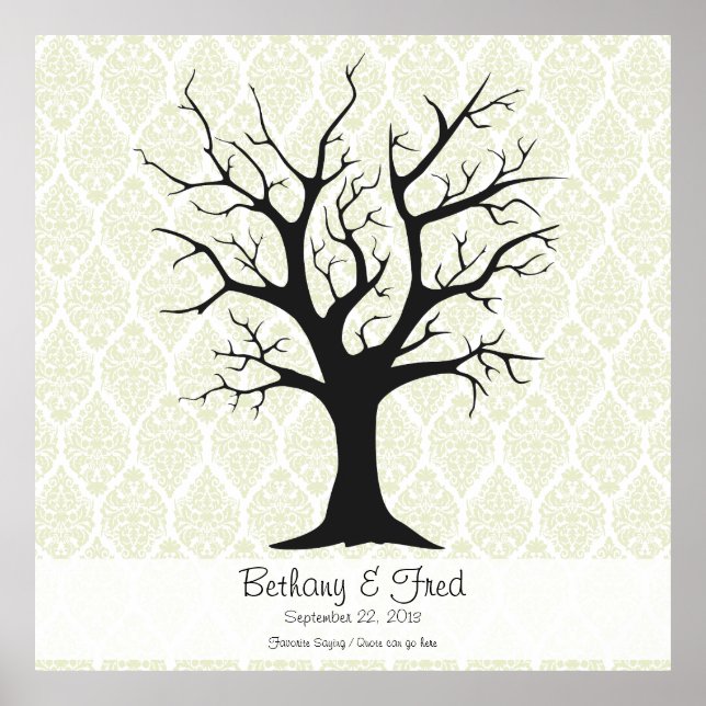 Fingerabdruckbaum C mit Damask Green - 40"x40" Poster (Vorne)