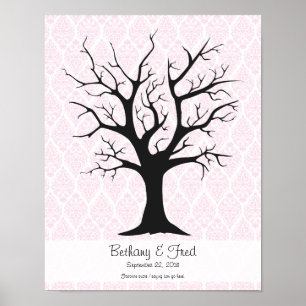 Fingerabdruckbaum C mit Damaske Pink1 - 11"x14" Poster