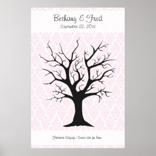 Fingerabdruckbaum C mit Damaske Pink1 - 32"x48" Poster