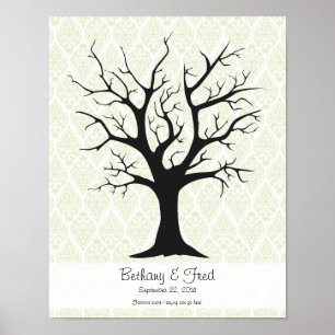 Fingerabdruckbaum C mit Damastgrün - 28x35,5 cm Poster