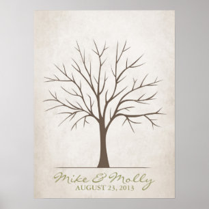 Fingerabdruckbaum für Hochzeiten - rustikal Poster