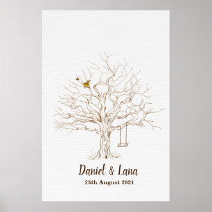 Fingerabdruckbaum-Gästebuch Daumenabdruck-Gästebuc Poster