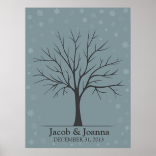 Fingerabdruckbaum Hochzeiten - Winterschnee Poster