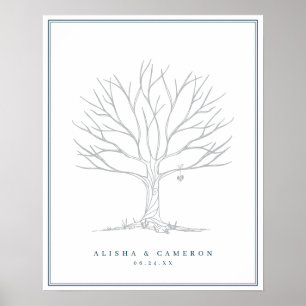 Fingerabdruckbaum & Monogramm Hochzeitsgästebuch Poster
