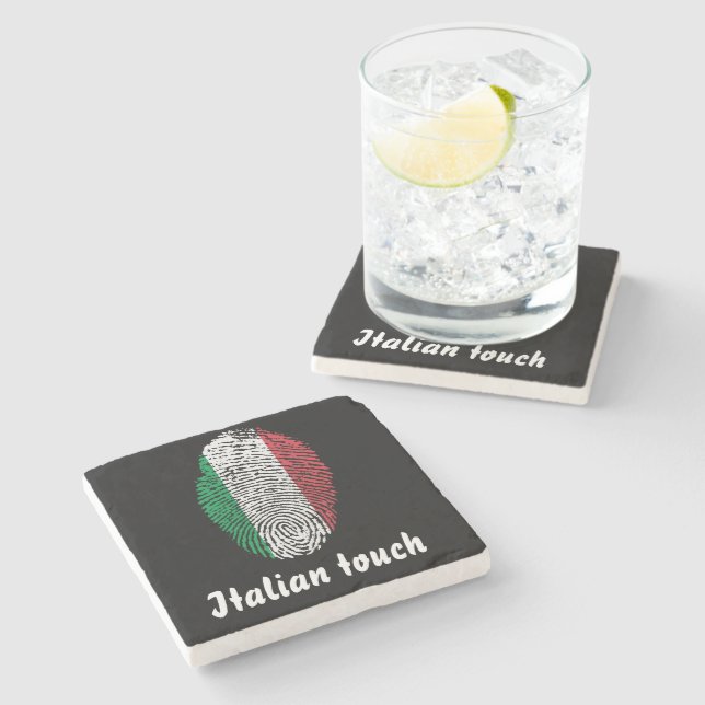 Fingerabdruckflagge für die italienische Touch Steinuntersetzer (Seitenansicht)