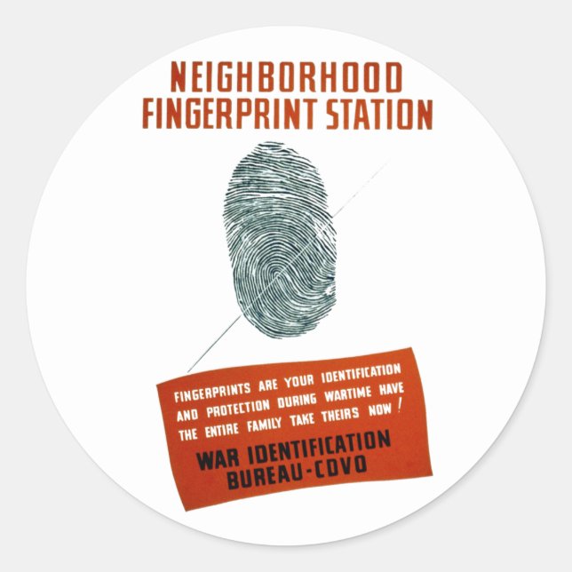 Fingerabdruckstation der Nachbarschaft Runder Aufkleber (Vorderseite)
