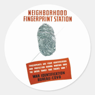 Fingerabdruckstation der Nachbarschaft Runder Aufkleber