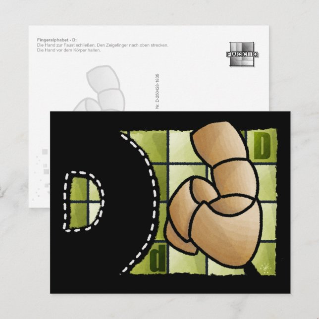 Fingeralphabet D Postkarte (Vorne/Hinten)