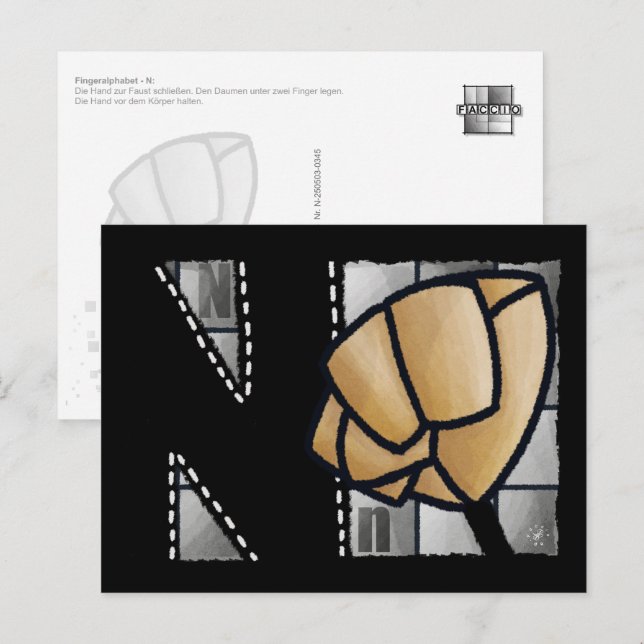 Fingeralphabet N Postkarte (Vorne/Hinten)