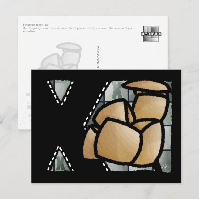Fingeralphabet X Postkarte (Vorne/Hinten)