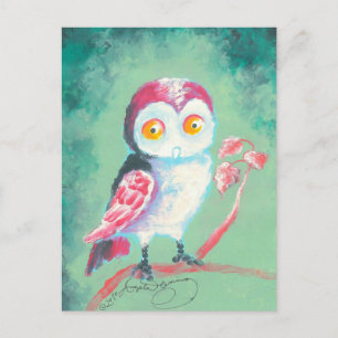 Fingerbemalte Eulen-Kunst Postkarte
