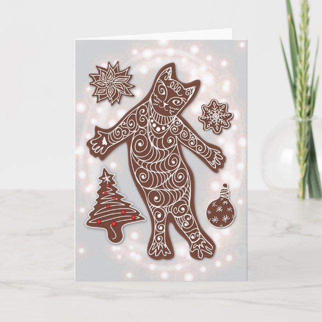 Fingerbread Cat & Christmas Cookies Card Karte (Vorderseite)