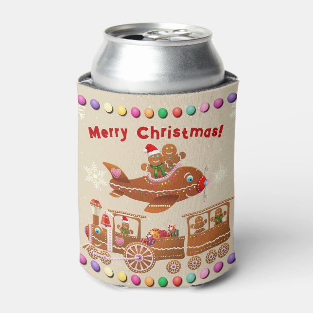 Fingerbread-Xmas-Zug und Flugzeug Dosenkühler (Kanne Vorderseite)
