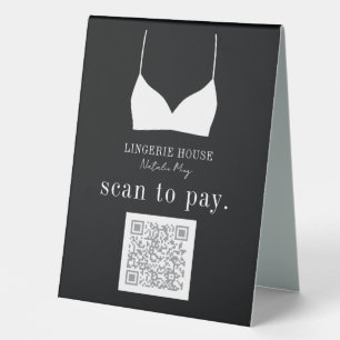 Fingerie Boutique kontaktlose Pay Apps QR Code Tischaufsteller