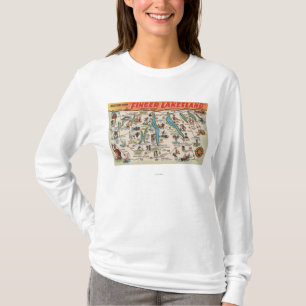 Fingerlakes, New York - ausführliche Karte T-Shirt
