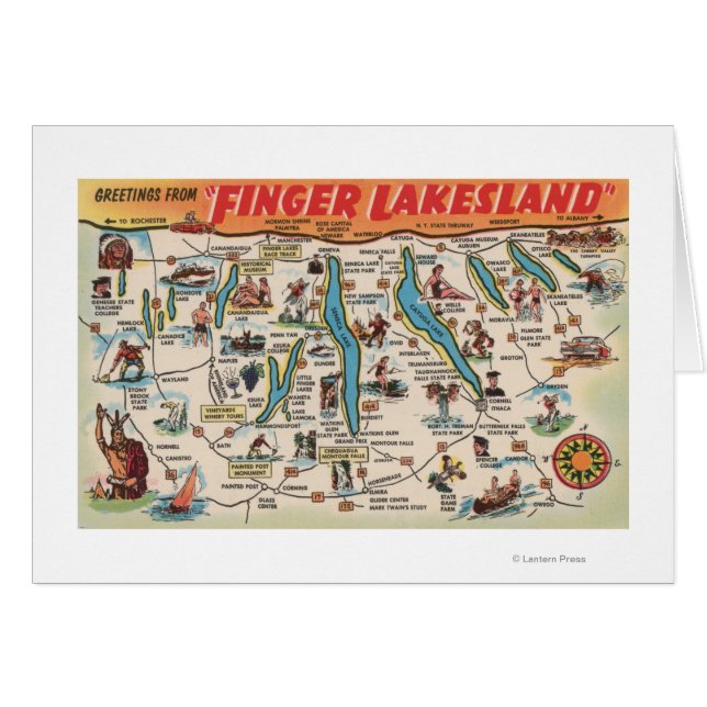 Fingerlakes, New York - Detaillierte Karte (Vorderseite (Horizontal))