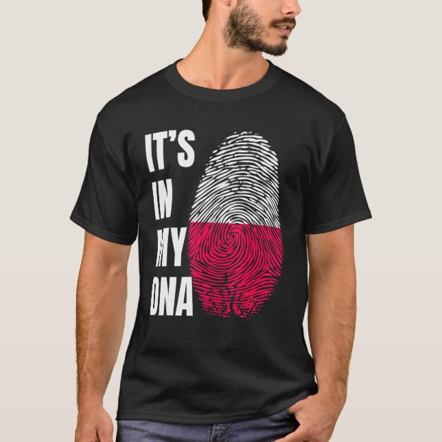 Fingerprint DNA Biometrie Polnische Flagge Polen T-Shirt (Vorderseite)