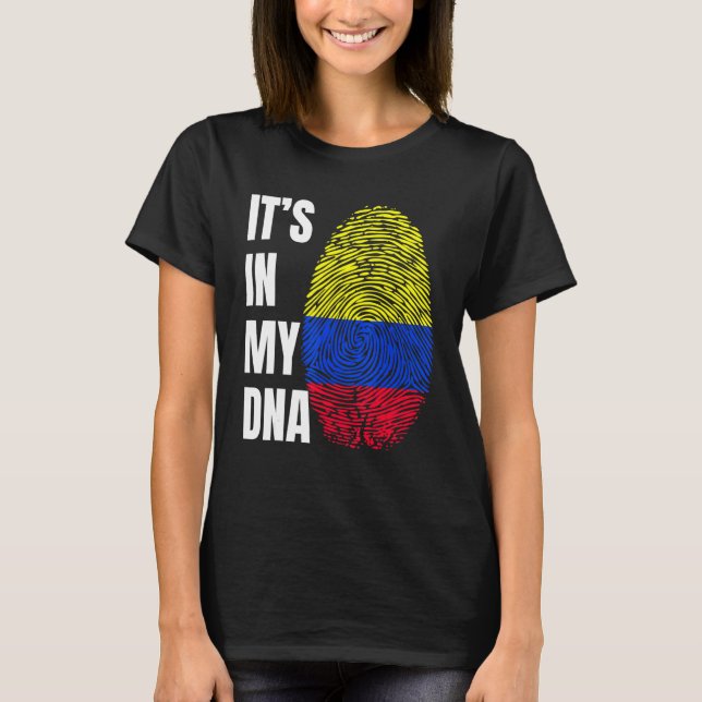 Fingerprint DNA Biometry Colombian Flag Colombia T-Shirt (Vorderseite)