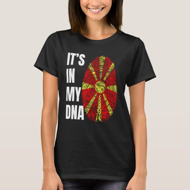 Fingerprint DNA Biometry Flag North Macedonia T-Shirt (Vorderseite)