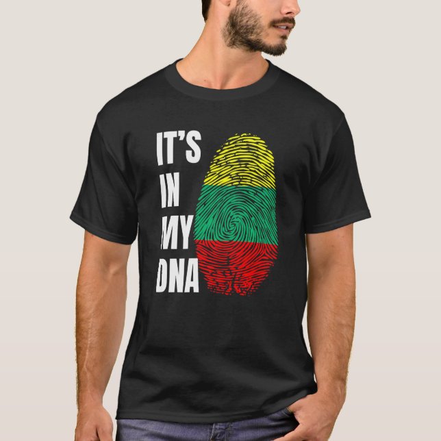 Fingerprint DNA Biometry Lithuanian Flag Lithuania T-Shirt (Vorderseite)