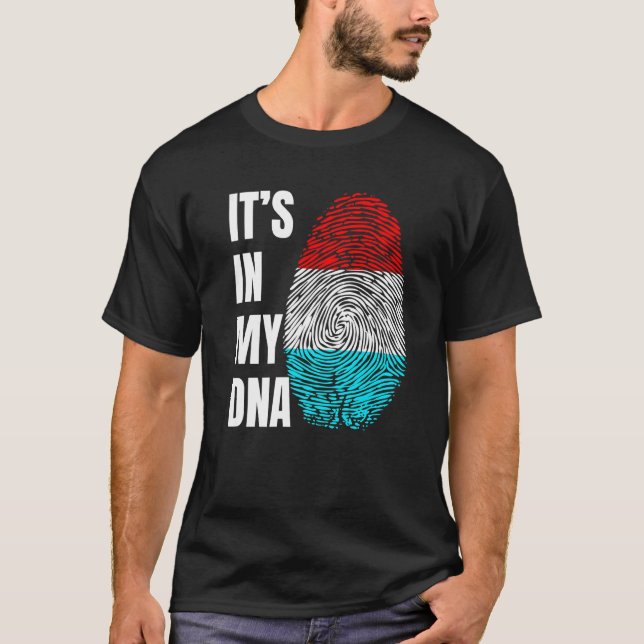 Fingerprint DNA Biometry Luxembourg Flag Luxembour T-Shirt (Vorderseite)