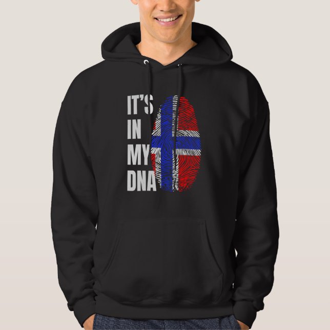 Fingerprint DNA Biometry Norwegian Flag Hoodie (Vorderseite)