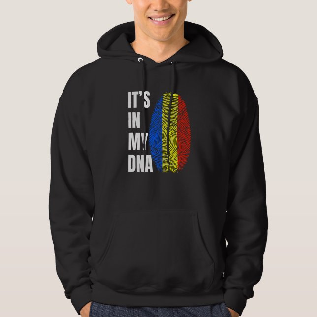 Fingerprint DNA Biometry Romanian Flag Romania   Hoodie (Vorderseite)