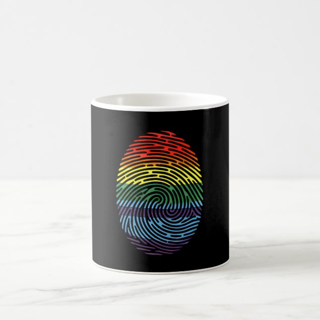 Fingerprint LGBTQ Proud Gay Lesbian Rainbow Pride Kaffeetasse (Mittel)