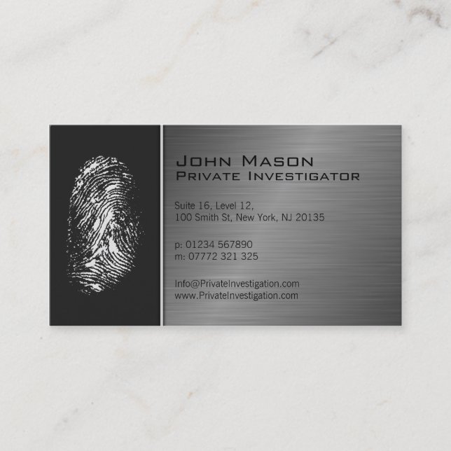 Fingerprint Private Investigator Business Card Visitenkarte (Vorderseite)