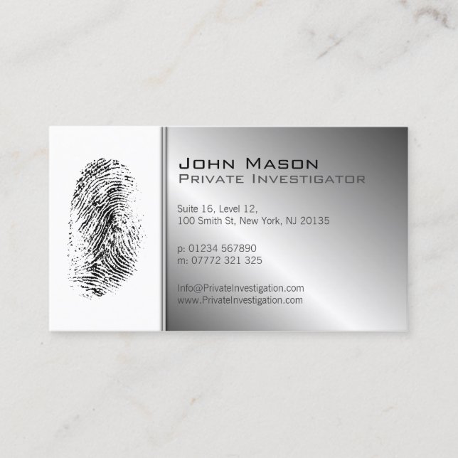 Fingerprint Private Investigator Business Card Visitenkarte (Vorderseite)